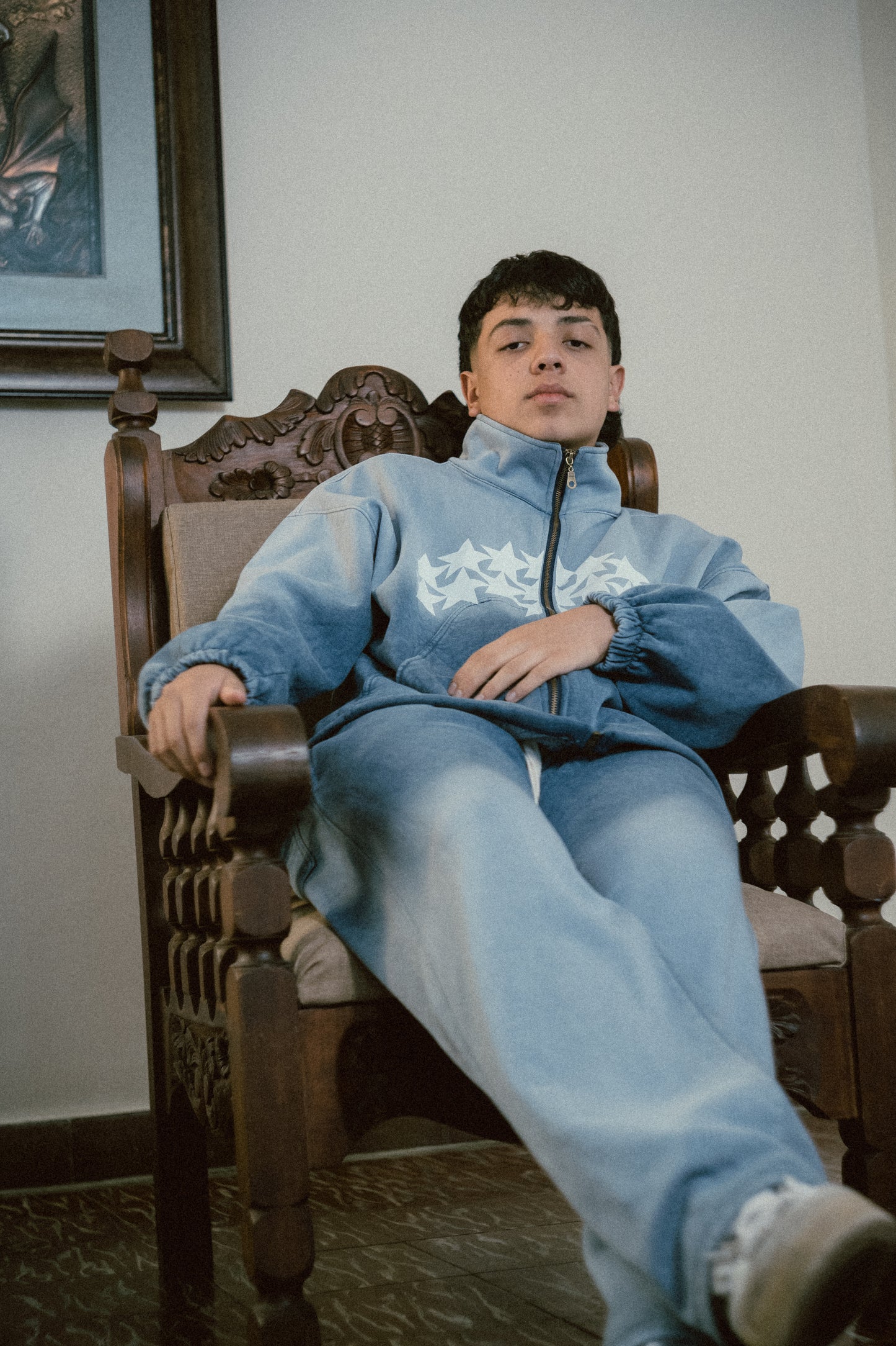 Blue Zip Worn Out